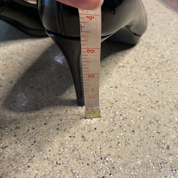 Nine West "Gilded" Black Patent Faux Leather Open Toe Platform Heels sz 8 - Picture 8 of 16